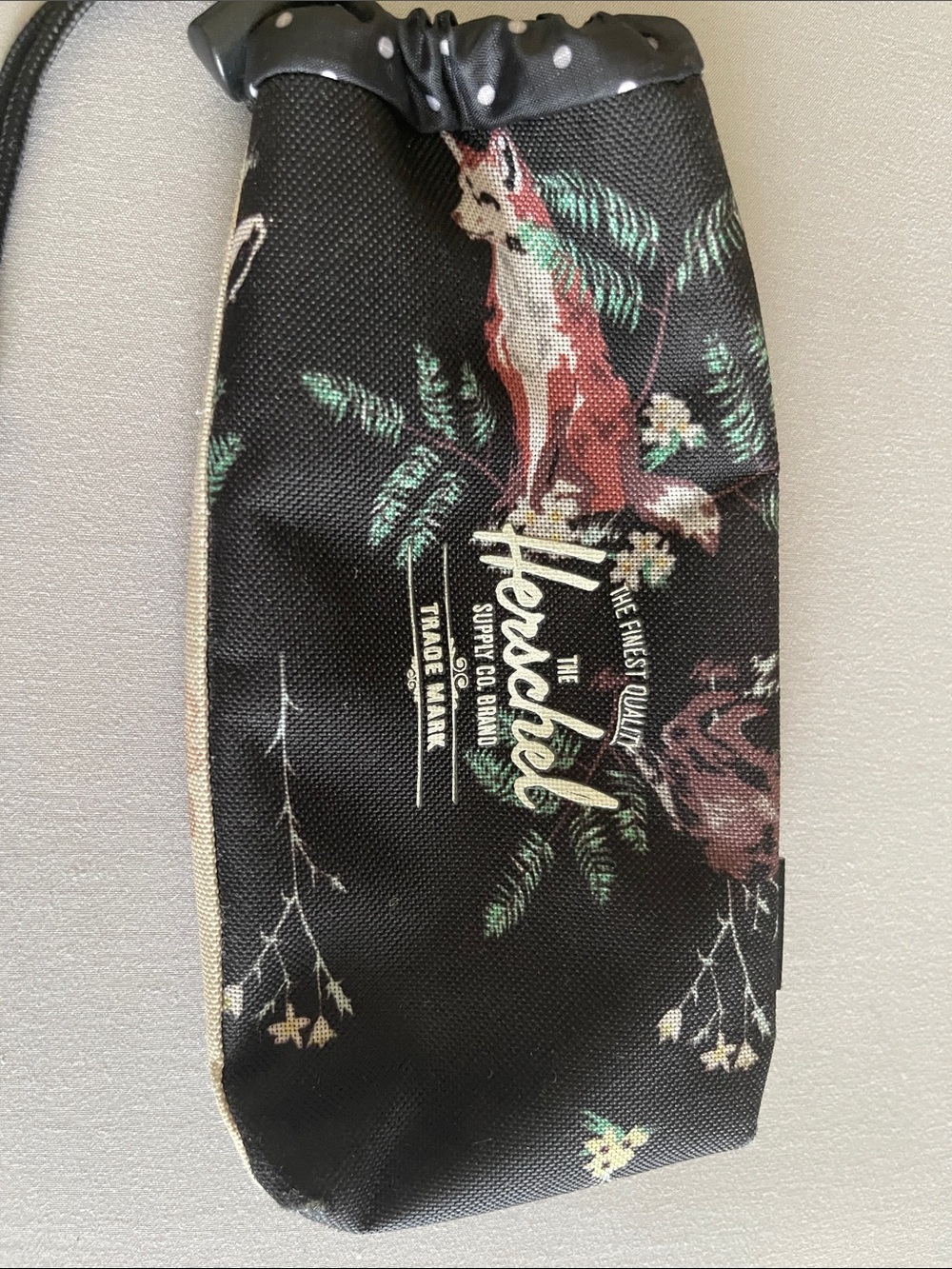 Herschel Supply Company Black Fox & Foliage Printed Pouch